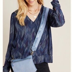 Anthropologie Cloth and Stone Dotted Herringbone Top Medium